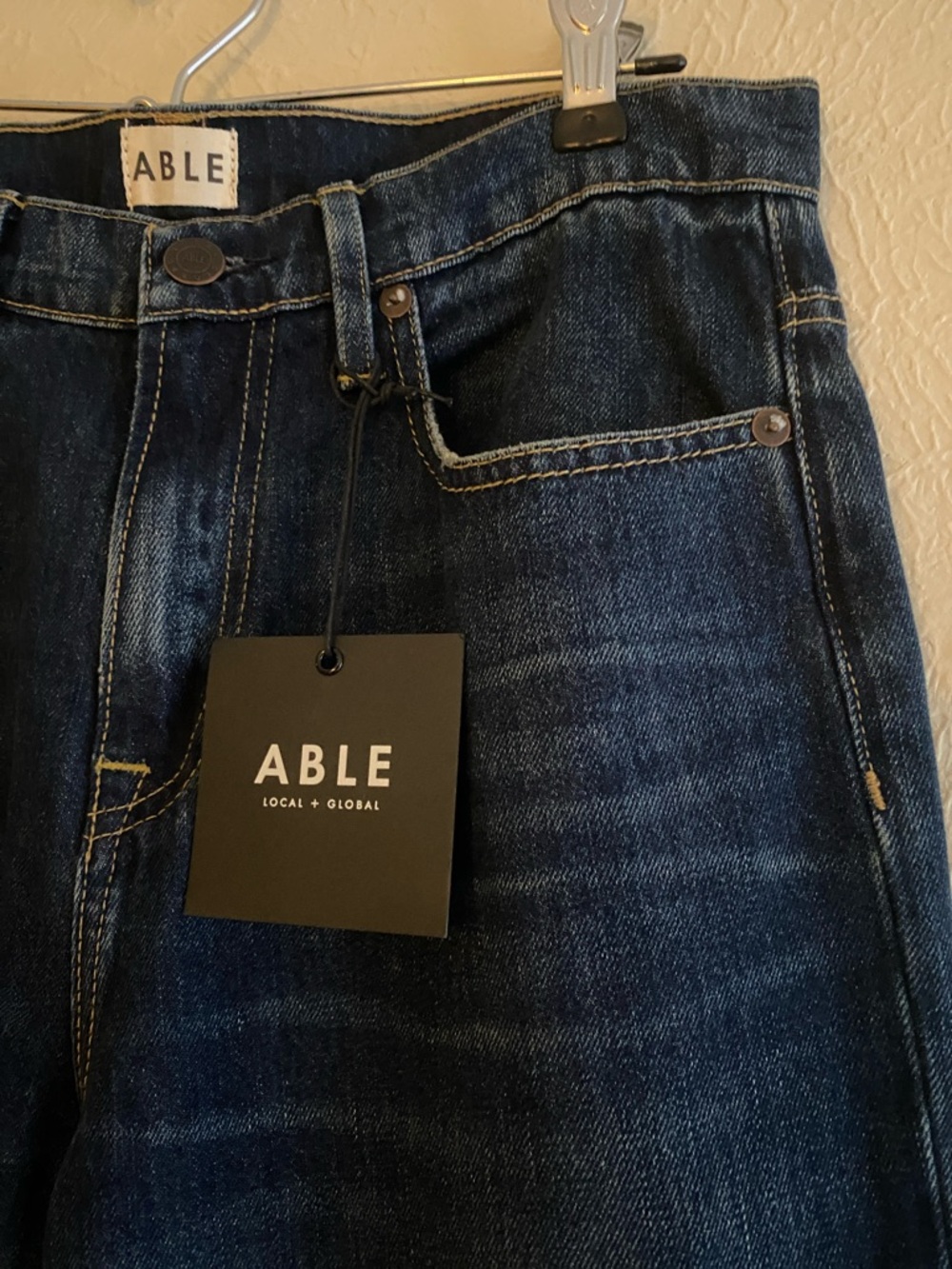 NEW Able Wide Leg Jeans, Dark Wash Indigo Denim, Size 27 - Picture 3 of 9